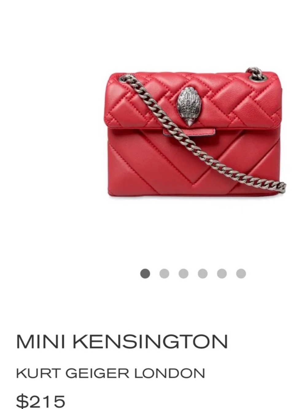 Kurt Geiger Red Quilted Mini Crossbody with Silver Chain
